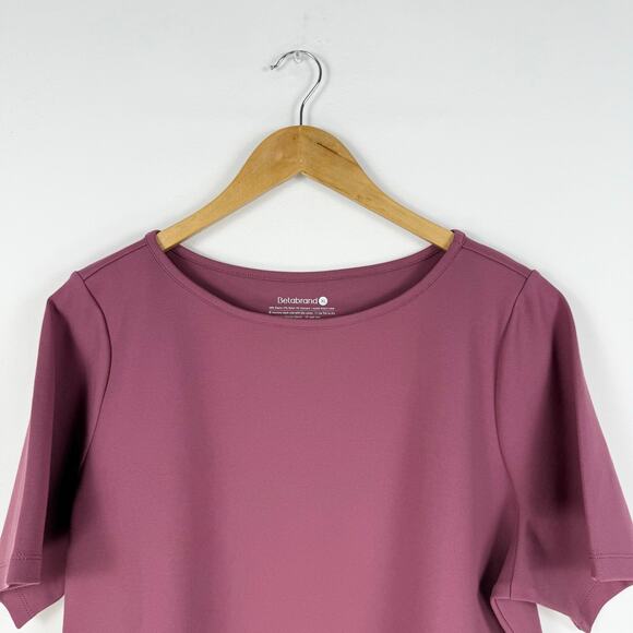 Beta Brand Women’s Boxy Short Sleeve High Low Top XL Burgundy Ponte Knit - Picture 4 of 10